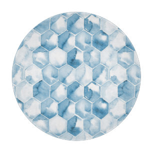Soft Blue Watercolor Canotype Pattern Cutting Board