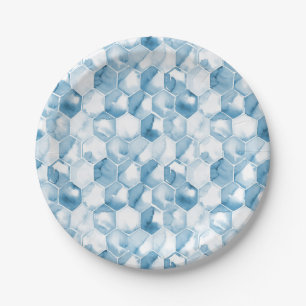 Soft Blue Watercolor Canotype Pattern Paper Plates