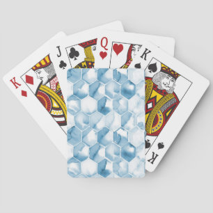 Soft Blue Watercolor Canotype Pattern Poker Cards