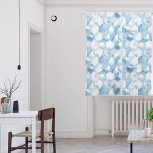Soft Blue Watercolor Canotype Pattern Sheer Curtains