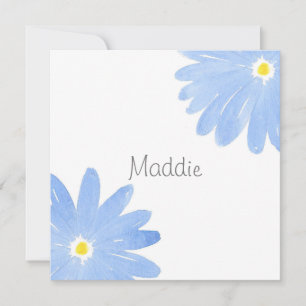 Soft Blue Watercolor Daisies Note Card
