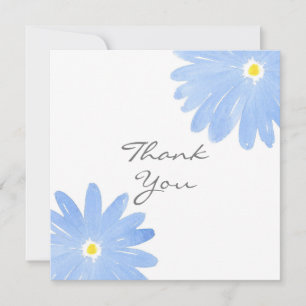 Soft Blue Watercolor Daisies Thank You Card