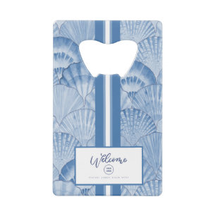 Soft Blue Watercolor Seashell Credit Card Bottle Opener