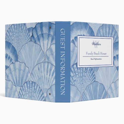 Soft Blue Watercolor Seashell Custom 3 Ring Binder