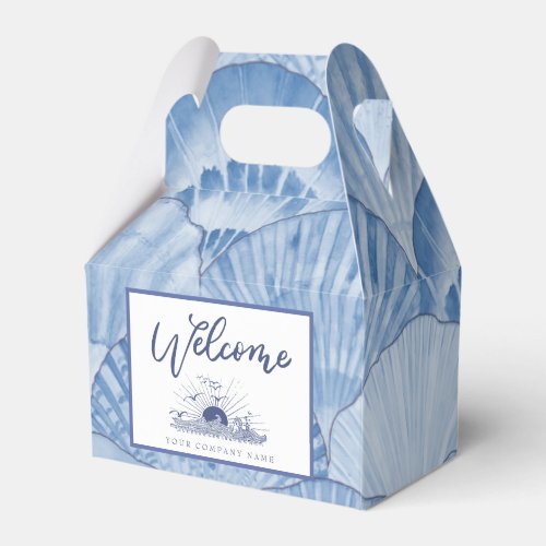 Soft Blue Watercolor Seashell Custom Favor Box