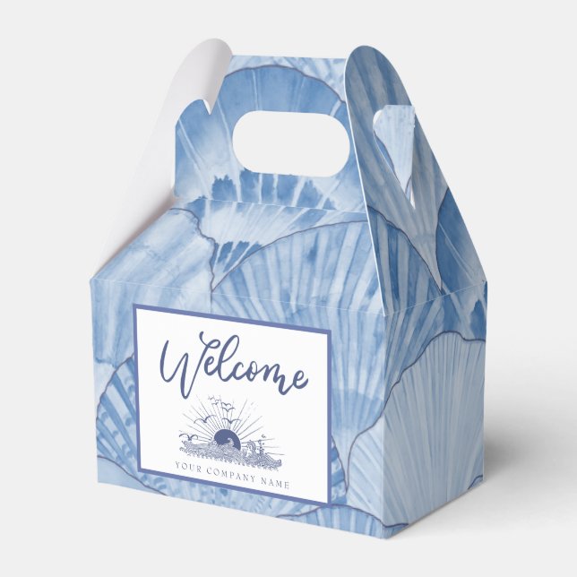 Soft Blue Watercolor Seashell Custom Favor Box (Front Side)
