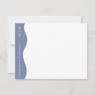 Soft Blue Wavy Bold Initials Modern Note Card