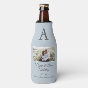 Soft Blue Wedding Favor Photo Bottle Cooler 