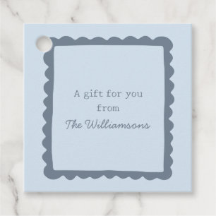 Soft Blue Whimsical Border Gift From Name Favor Tags