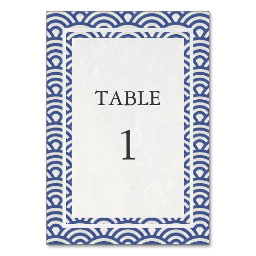 Soft Blue  White Japanese Seigha Table Number