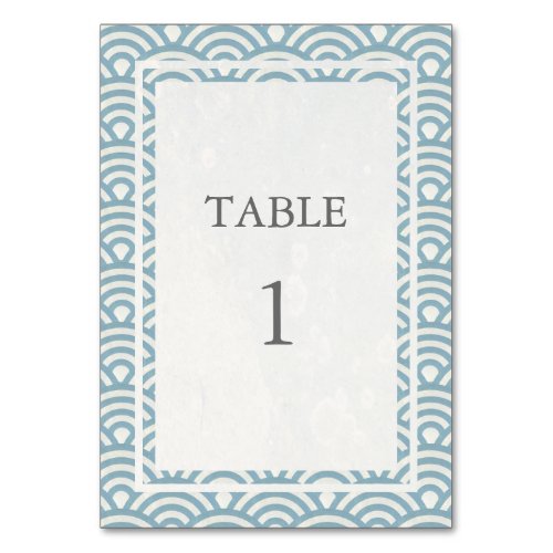 Soft Blue  White Japanese Seigha Table Number