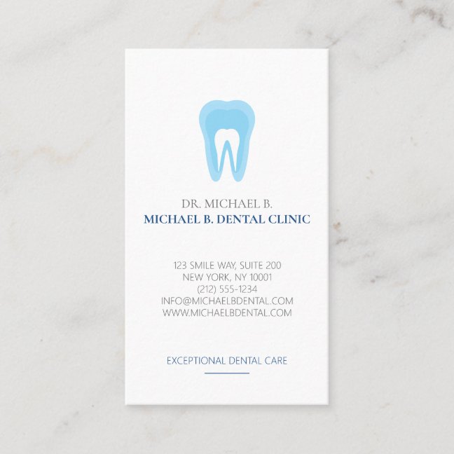 Soft Blue White Logo Dental Dentist Teeth logo Business Card