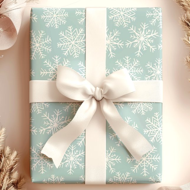 Soft Blue White Snowflake Christmas Wrapping Paper (Creator Uploaded)