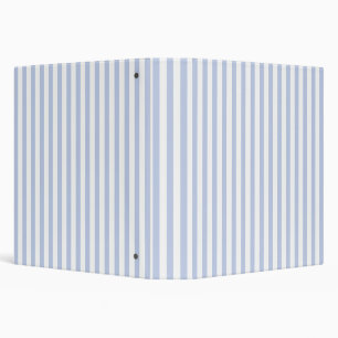 Soft Blue White Vertical Stripe Pattern Art 3 Ring Binder