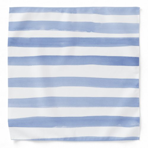 Soft Blue White Watercolor Striped Bandana