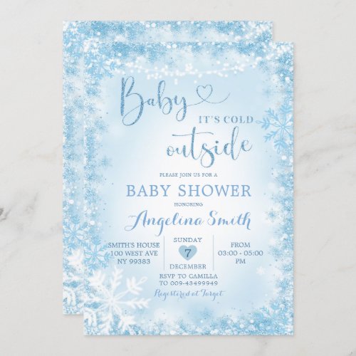 Soft Blue White Winter Baby Shower Invite12 Invitation