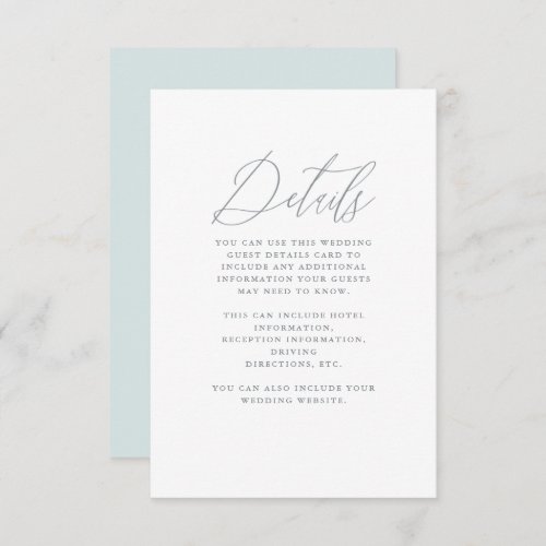 Soft Blue with Calligraphy Wedding Enclosure Card
