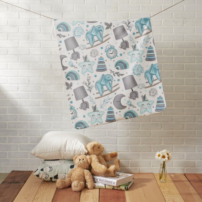 Soft Blues and Greys Baby Blanket (In Situ)