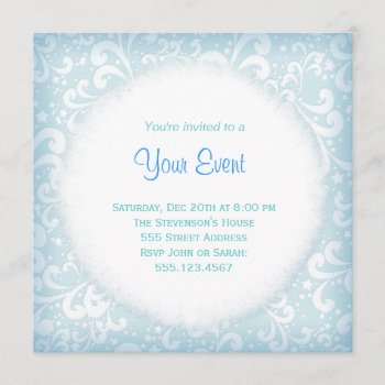 Soft Blues And White Plumes Invitation by pixiestick at Zazzle