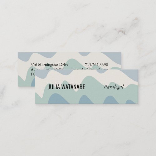 Soft Blues Handmade Wavy Stripes w Social Icons Mini Business Card