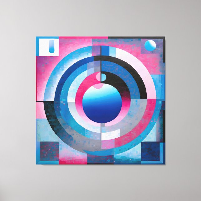 Soft Blues & Pinks: Retro Abstract Geometry Charm Canvas Print (Front)