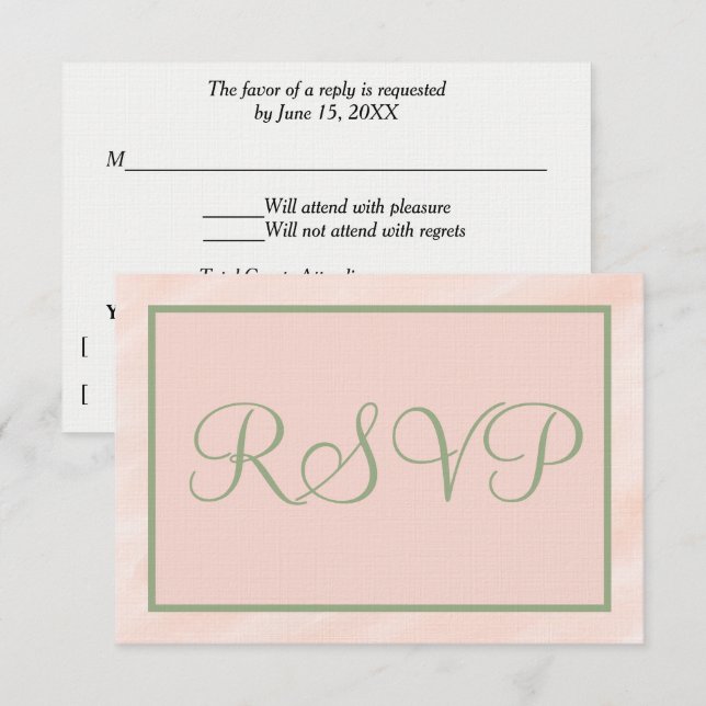 Soft Blush and Sage Green Watercolor RSVP Card (Front/Back)