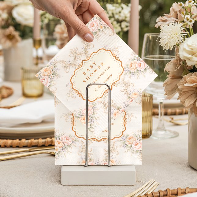 Soft Blush Baroque Roses Baby Shower Napkins (Creator Uploaded)