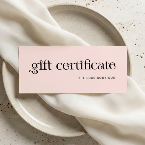 Soft Blush | Black Typography Gift Certificate