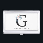 SOFT BLUSH BLUE FLORAL ALPHABETS NAME LETTER G BUSINESS CARD CASE<br><div class="desc">If you need any further customisation please feel free to message me on yellowfebstudio@gmail.com.</div>