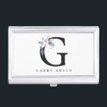 SOFT BLUSH BLUE FLORAL ALPHABETS NAME LETTER G BUSINESS CARD CASE<br><div class="desc">If you need any further customisation please feel free to message me on yellowfebstudio@gmail.com.</div>