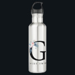 SOFT BLUSH BLUE FLORAL ALPHABETS NAME LETTER G STAINLESS STEEL WATER BOTTLE<br><div class="desc">If you need any further customisation please feel free to message me on yellowfebstudio@gmail.com.</div>