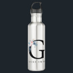 SOFT BLUSH BLUE FLORAL ALPHABETS NAME LETTER G STAINLESS STEEL WATER BOTTLE<br><div class="desc">If you need any further customisation please feel free to message me on yellowfebstudio@gmail.com.</div>