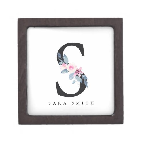 SOFT BLUSH BLUE FLORAL ALPHABETS NAME LETTER S GIFT BOX