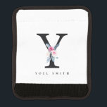 SOFT BLUSH BLUE FLORAL ALPHABETS NAME LETTER Y LUGGAGE HANDLE WRAP<br><div class="desc">If you need any further customisation please feel free to message me on yellowfebstudio@gmail.com.</div>