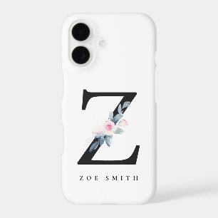 SOFT BLUSH BLUE FLORAL ALPHABETS NAME LETTER Z iPhone 17 CASE