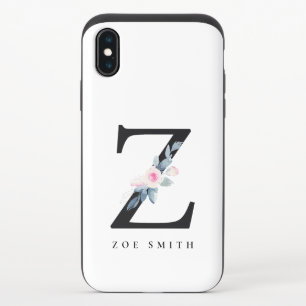 SOFT BLUSH BLUE FLORAL ALPHABETS NAME LETTER Z iPhone X SLIDER CASE