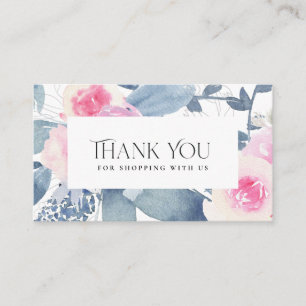 SOFT BLUSH BLUE FLORAL BUSINESS THANK YOU LOGO BUSINESS CARD
