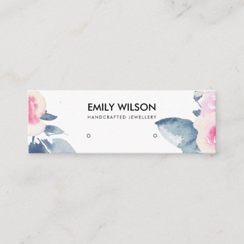 SOFT BLUSH BLUE FLORAL STUD EARRING DISPLAY LOGO MINI BUSINESS CARD