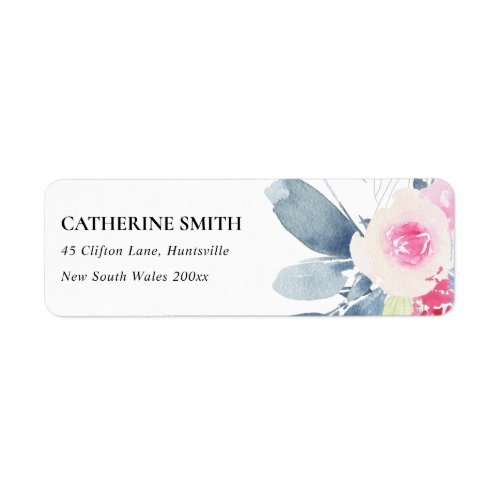 SOFT BLUSH BLUE FLORAL WATERCOLOR  BUNCH ADDRESS LABEL