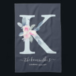 SOFT BLUSH BLUE NAVY FLORAL ALPHABETS LETTER K KITCHEN TOWEL<br><div class="desc">For any further customisation or any other matching items,  please feel free to contact me at yellowfebstudio@gmail.com</div>