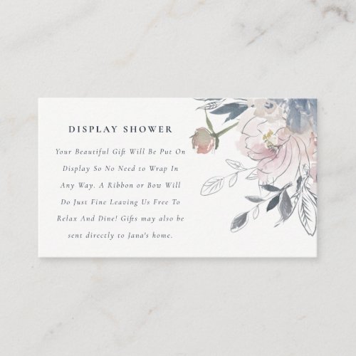 Soft Blush Blue Watercolor Floral Display Shower Enclosure Card