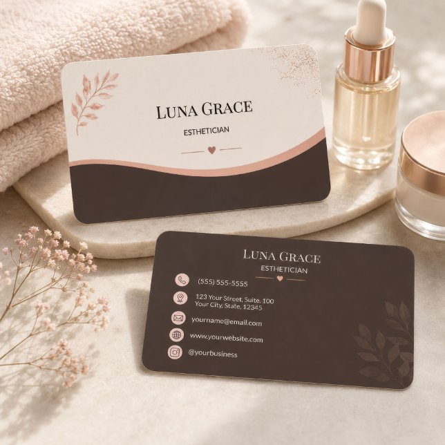  Soft Blush Botanical Esthetician Business Card (Creator Uploaded)