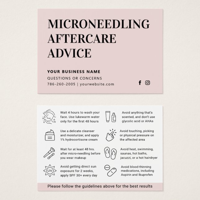 Soft Blush Classic Microneedling Aftercare (Front & Back)