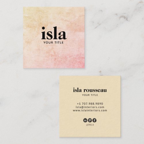 Soft Blush Cream Professional Typography Logo Square Business Card