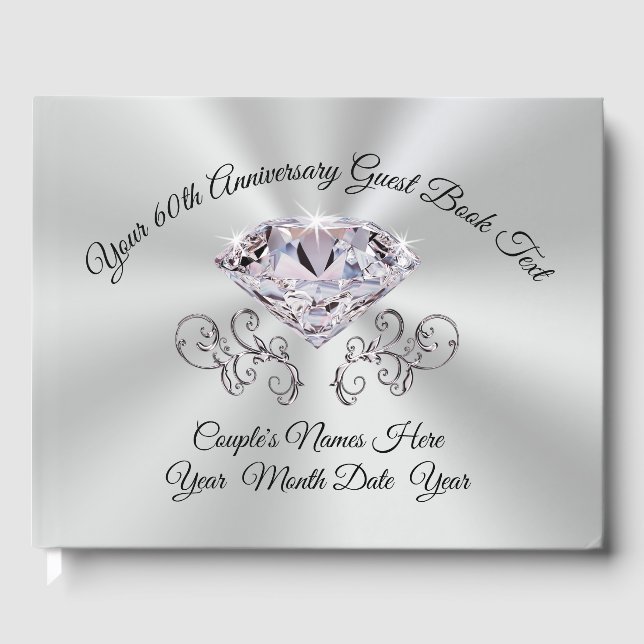 Soft Blush Diamond Wedding Anniversary Guest Book (Front)