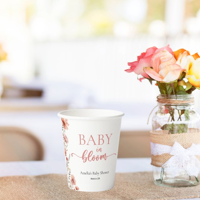 Soft Blush Floral Baby in Bloom Paper Cups (Creator Uploaded)