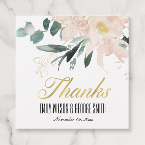 SOFT BLUSH FLORAL BUNCH WATERCOLOR WEDDING THANKS FAVOR TAGS