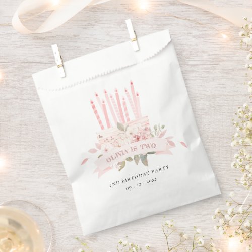 Soft Blush Floral Cake Candles Any Age Birthday Favor Bag