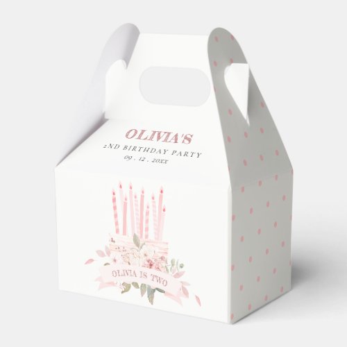 Soft Blush Floral Cake Candles Any Age Birthday Favor Boxes