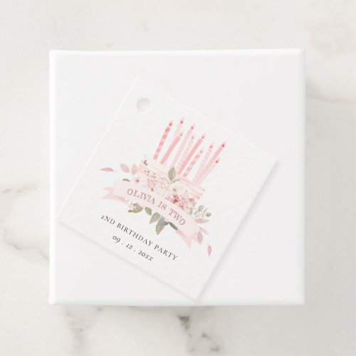 Soft Blush Floral Cake Candles Any Age Birthday Favor Tags